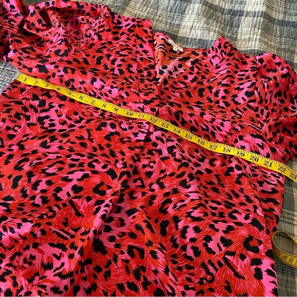 JODIFL Red Pink Leopard Print Long Sleeve Shift Dress - Picture 11 of 12